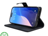 iPhone 16 Pro Bookcase Hoesje Zwart &ndash; Leren Look met Magnetische Sluiting
