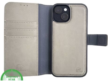 iPhone 15 Plus 2-in-1 Hoesje Groen Leer &ndash; Bookcase Met 2 in 1 Functie