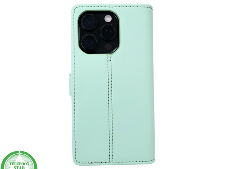 iPhone 16 Pro Bookcase Hoesje Mintgroen &ndash; Fris, Stijlvol &amp; Praktisch