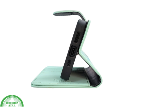 iPhone 16 Pro Bookcase Hoesje Mintgroen &ndash; Fris, Stijlvol &amp; Praktisch