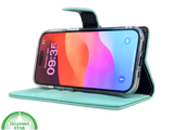 iPhone 15 Plus 2-in-1 Hoesje Mintgroen &ndash; Bookcase met Pasjeshouder