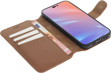 iPhone 15 Plus 2 in 1 Hoesje | 100% Leer | Minimalistisch | Bruin