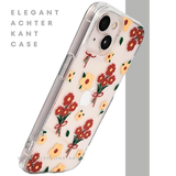 iPhone 13 / 14 Hoesje &ndash; Transparant Bloemenprint met Rode Boeketten | Telefoonstar