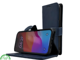 Boek Case Leer Wallet Case Donkerblauwe iPhone 16E