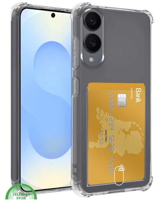 Transparant Hoesje voor Samsung S25 Edge met Kaarthouder, Praktisch, Slank & Schokbestendig