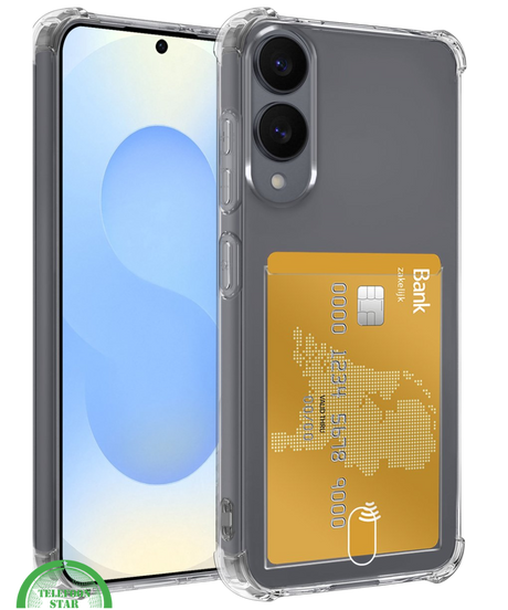 Transparant Hoesje voor Samsung S25 Edge met Kaarthouder, Praktisch, Slank & Schokbestendig