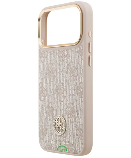 Hoesje voor iPhone 17 Pro Beige met Koord Gouden Rand