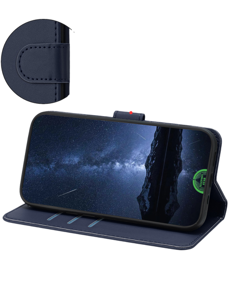 Hoesje voor Xiaomi Redmi A7 Pro Bookcase Blauw Leren Look Beschermhoes