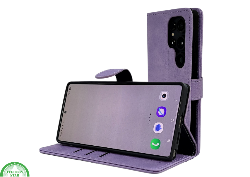 Hoesje voor Samsung S26 Ultra paars Boek Leer Stijlvolle en Beschermende Wallet lather