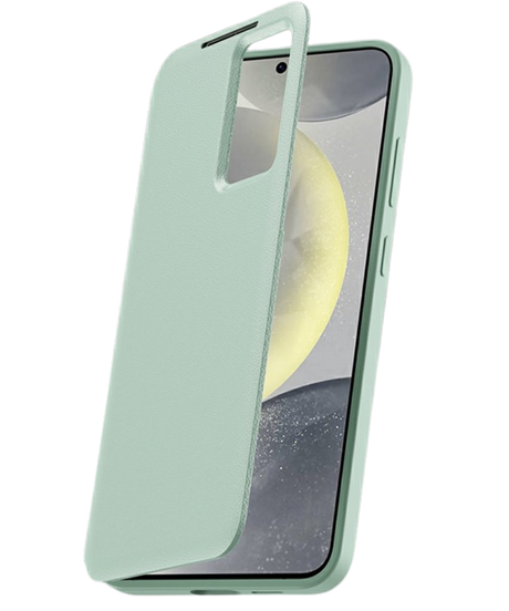 Samsung Galaxy S26 Ultra Licht Groen Lederlook Hoesje Smart View Cover