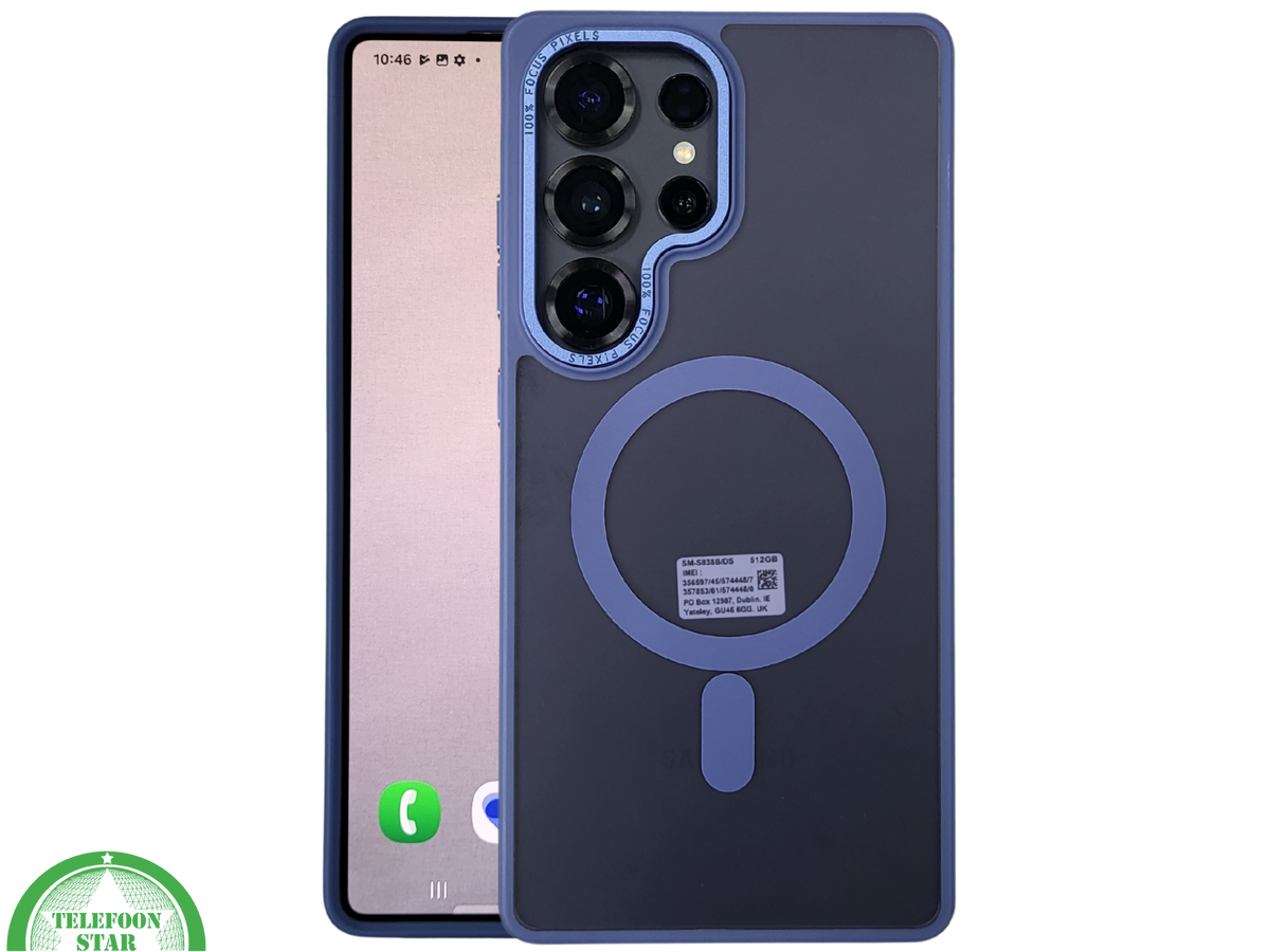 MagSafe Hoesje voor Samsung Galaxy S26 Ultra Transparant met Blauwe Randen Magnetisch