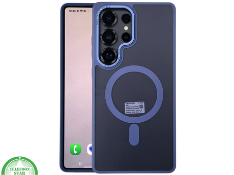 MagSafe Hoesje voor Samsung Galaxy S26 Ultra Transparant met Blauwe Randen Magnetisch