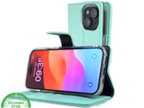 iPhone 15 Plus 2-in-1 Hoesje Mintgroen &ndash; Bookcase met Pasjeshouder