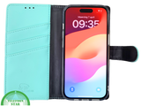 iPhone 15 2-in-1 Hoesje Mintgroen &ndash; Bookcase met Pasjeshouder