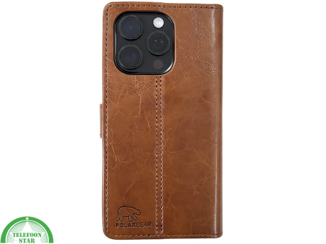 iPhone 16 Pro Bookcase Hoesje Bruin &ndash; Vintage Look met Luxe Bescherming