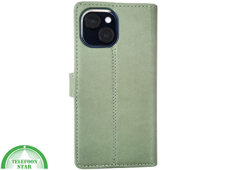 iPhone 15 Plus 2-in-1 Hoesje Groen Leer &ndash; Bookcase met Pasjeshouder