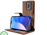 iPhone 16 Pro Bookcase Hoesje Bruin &ndash; Vintage Look met Luxe Bescherming