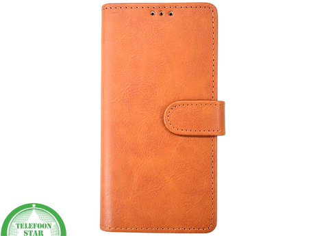iPhone 15 Plus Leren Hoesje Cognac &ndash; Bookcase met Pasjeshouder