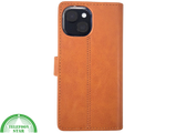 iPhone 15 Leren Hoesje Cognac &ndash; Bookcase met Pasjeshouder