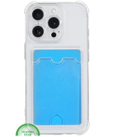 Hoesje voor iPhone 15 Pro Max Transparant met Kaartvak, Shockproof, Sterk &amp; Handig Ontwerp
