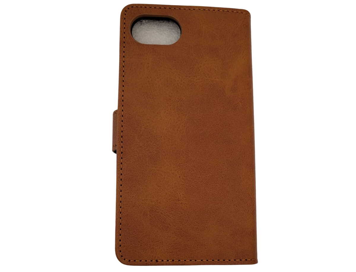 Luxe Boek iPhone 16E (2025)Licht bruin Leerlook Wallet Case