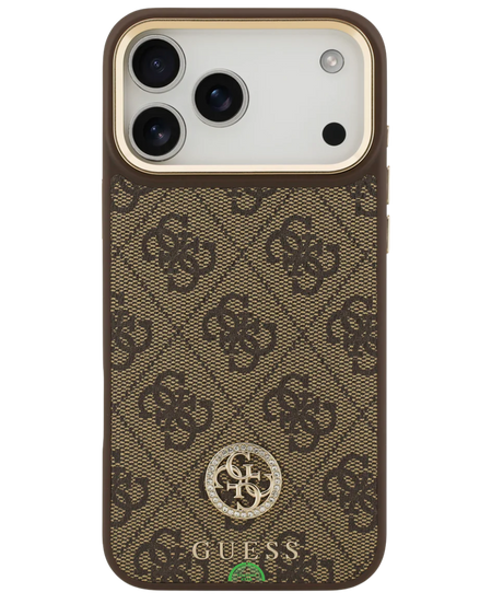 Hoesje voor iPhone 17 Pro Max Bruin Guess afneembare schouder- en polsband