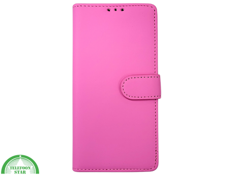 iPhone 16 Pro Bookcase Hoesje Roze &ndash; Stijlvolle Leren Look met Volledige Bescherming