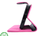iPhone 16 Pro Bookcase Hoesje Roze &ndash; Stijlvolle Leren Look met Volledige Bescherming