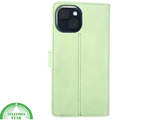 iPhone 15 Hoesje Lichtgroen &ndash; Bookcase met Pasjeshouder