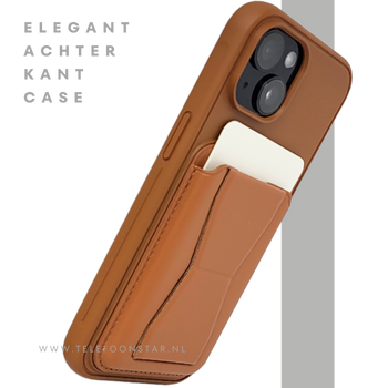 iPhone 15 Hoesje &ndash; Cognacbruin met Pasjeshouder | Functioneel &amp; Stijlvol