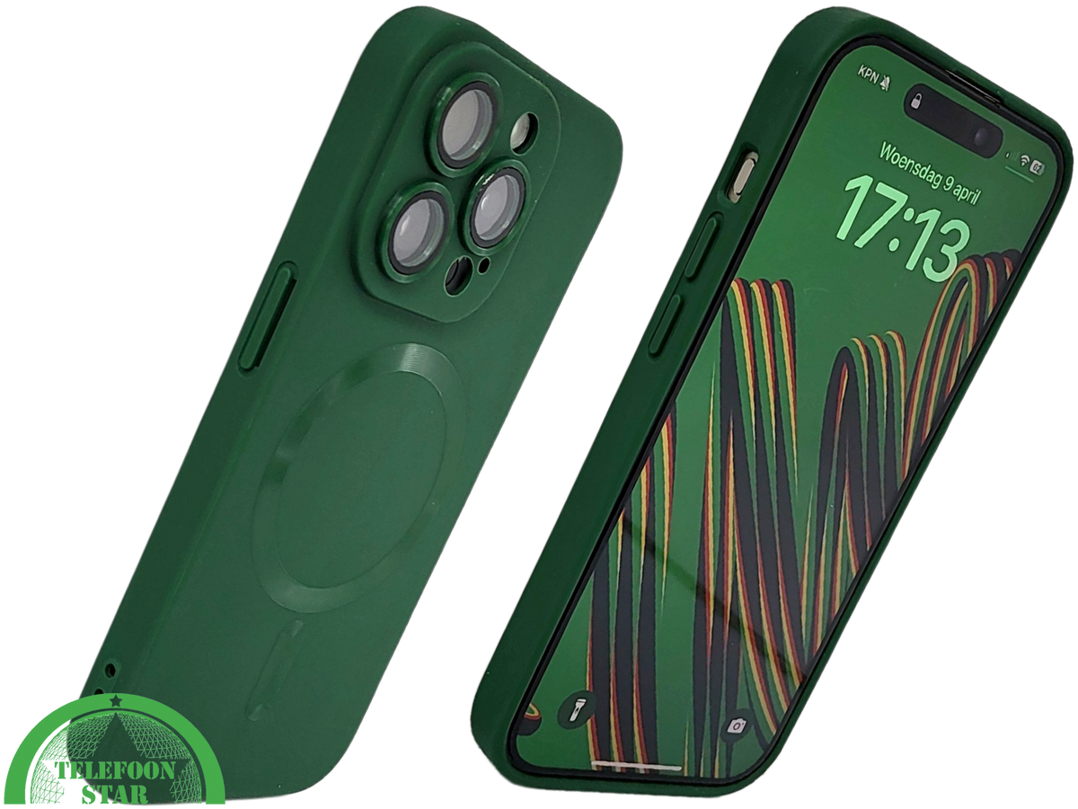 iPhone 15 Pro Groen Hoesje met Ringhouder &ndash; MagSafe &amp; Kickstand | Telefoonstar.nl