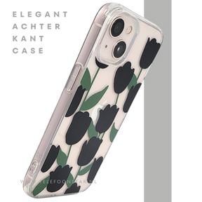 iPhone 13 / 14 Hoesje &ndash; Transparante Case met Zwarte Tulpen | Telefoonstar
