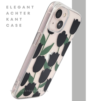 iPhone 13 / 14 Hoesje &ndash; Transparante Case met Zwarte Tulpen | Telefoonstar