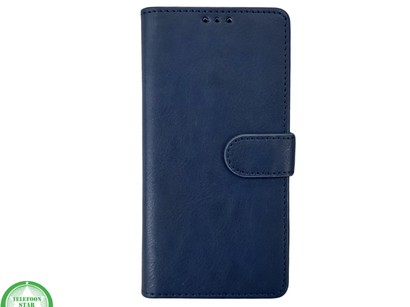 Boek Case Leer Wallet Case Donkerblauwe iPhone 16E