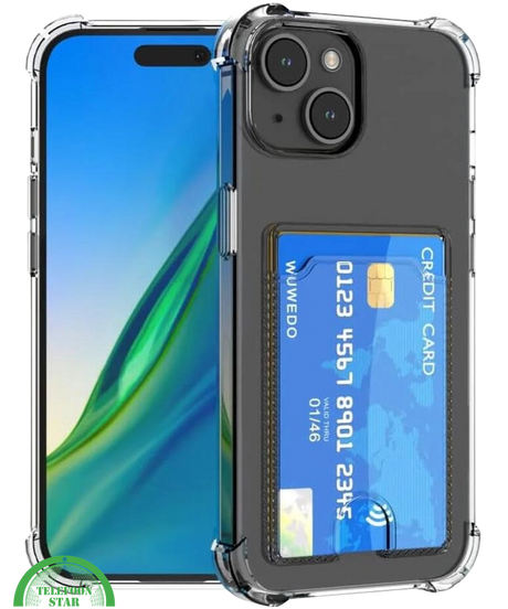 Hoesje voor iPhone 13 mini met Pasjeshouder Transparant