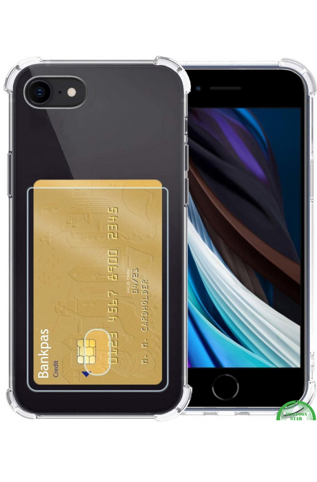 Transparant iPhone SE 2022 Hoesje met Pasjeshouder – Shockproof en Silicone