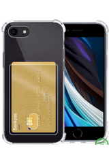 Bumper Hoesje iPhone SE met Kaartvak &ndash; Helder, Sterk &amp; Functioneel