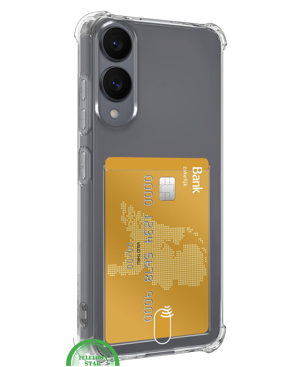 Transparant Hoesje voor Samsung S25 Edge met Kaarthouder, Praktisch, Slank & Schokbestendig