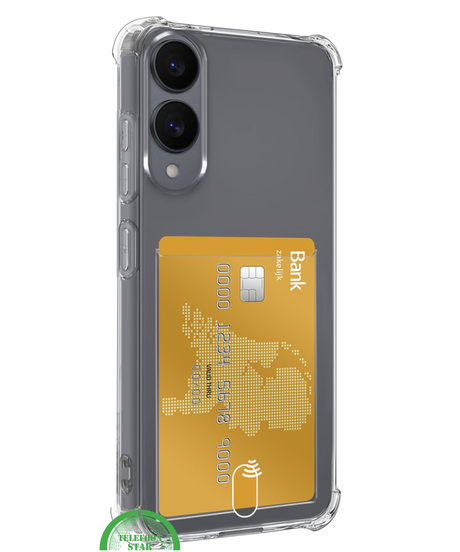 Transparant Hoesje voor Samsung S25 Edge met Kaarthouder, Praktisch, Slank & Schokbestendig