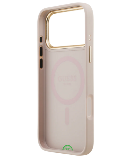Hoesje voor iPhone 17 Pro Beige met Koord Gouden Rand