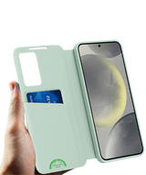 Samsung Galaxy S26 Ultra Licht Groen Lederlook Hoesje Smart View Cover