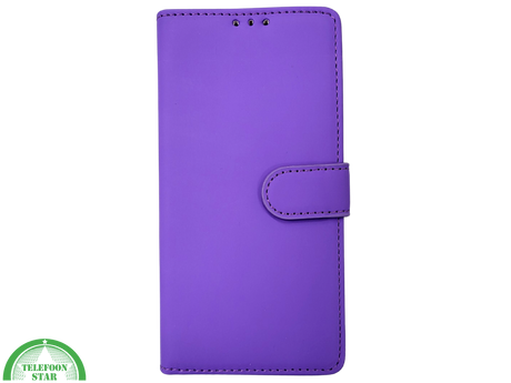 iPhone 16 Pro max Paars Bookcase Hoesje Leren Look Met Magnetische Sluiting