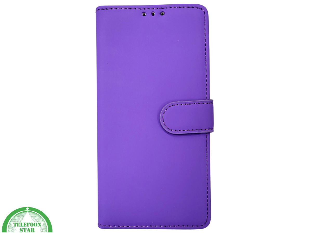 iPhone 16 Pro Paars Bookcase Hoesje Leren Look Met Magnetische Sluiting