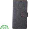 Bookcase Hoesje iPhone 15 Grijs &ndash; Met Pasjeshouder en Oranje Stiksel