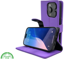 iPhone 16 Pro Paars Bookcase Hoesje Leren Look Met Magnetische Sluiting
