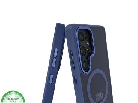 MagSafe Hoesje voor Samsung Galaxy S26 Ultra Transparant met Blauwe Randen Magnetisch