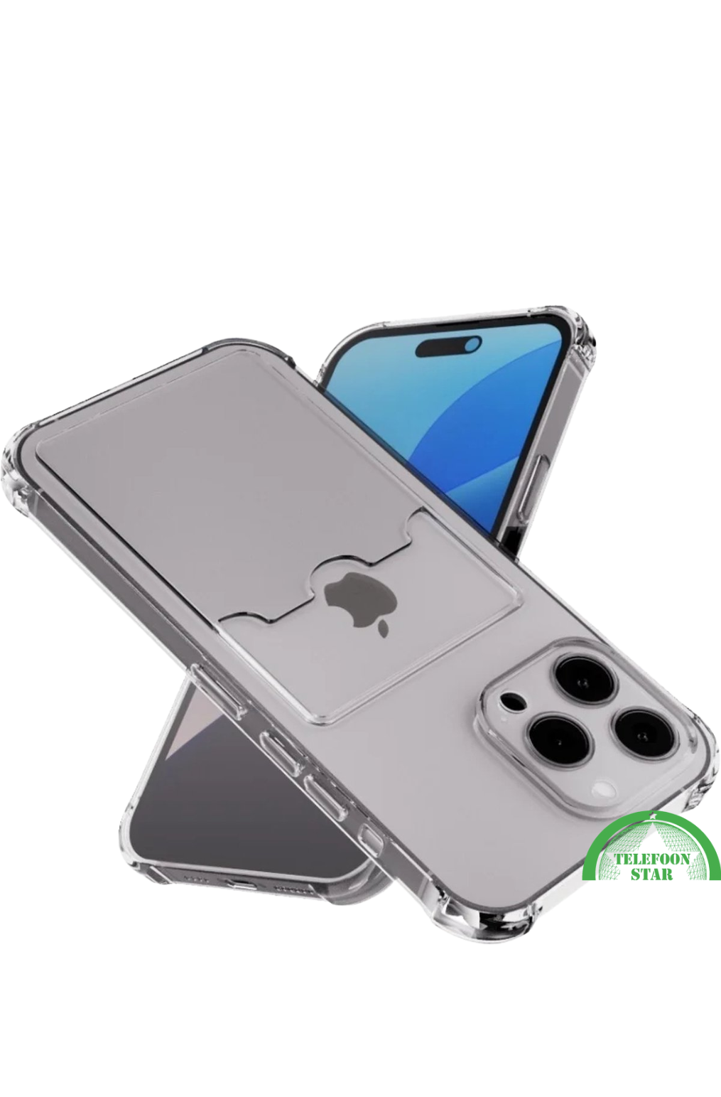 Transparant Hoesje voor iPhone 16 Pro Max met Kaartvak &ndash; Praktisch &amp; Beschermend, Slank &amp; Handig | Telefoonstar