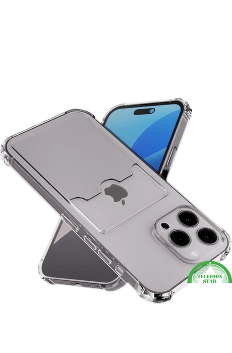 Transparant Hoesje voor iPhone 16 Pro met Kaartvak &ndash; Praktisch &amp; Beschermend, Slank &amp; Handig | Telefoonstar