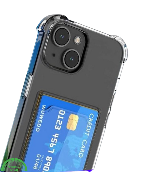 Transparant Shockproof Hoesje voor iPhone 15 Plus met Kaarthouder Praktisch