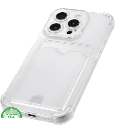 Hoesje voor iPhone 14 Pro Transparant met Kaartvak, Shockproof, Sterk &amp; Silicone